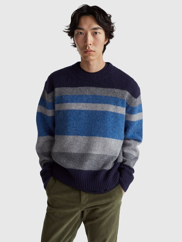 Striped sweater in Shetland wool Men