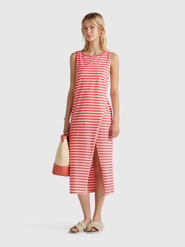 Striped dress with slit Women