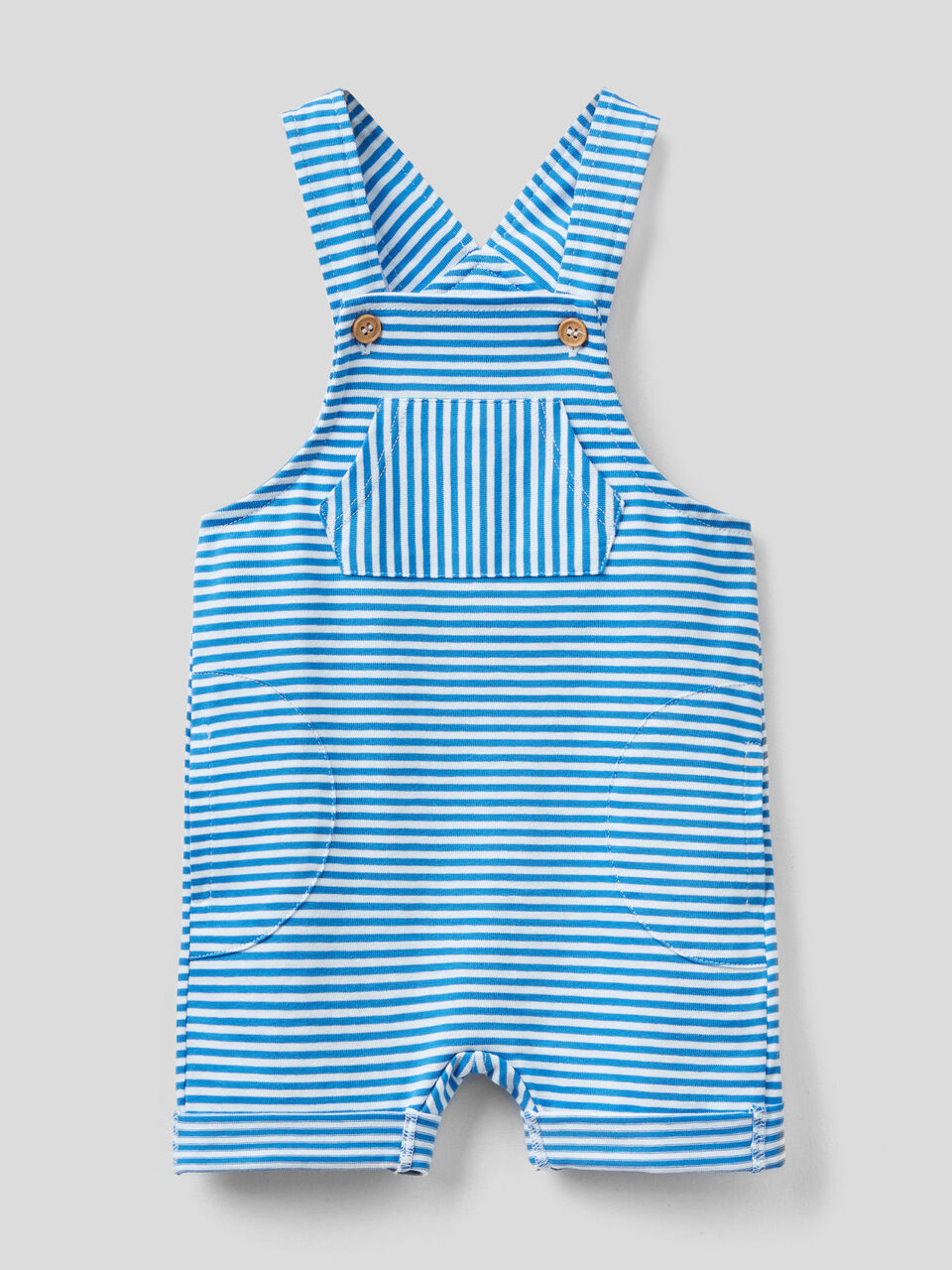 Striped overalls in 100% organic cotton image number 1