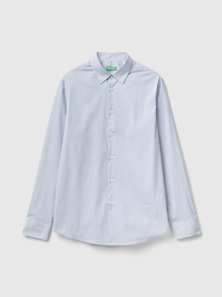 Slim fit shirt in stretch cotton blend image number 1