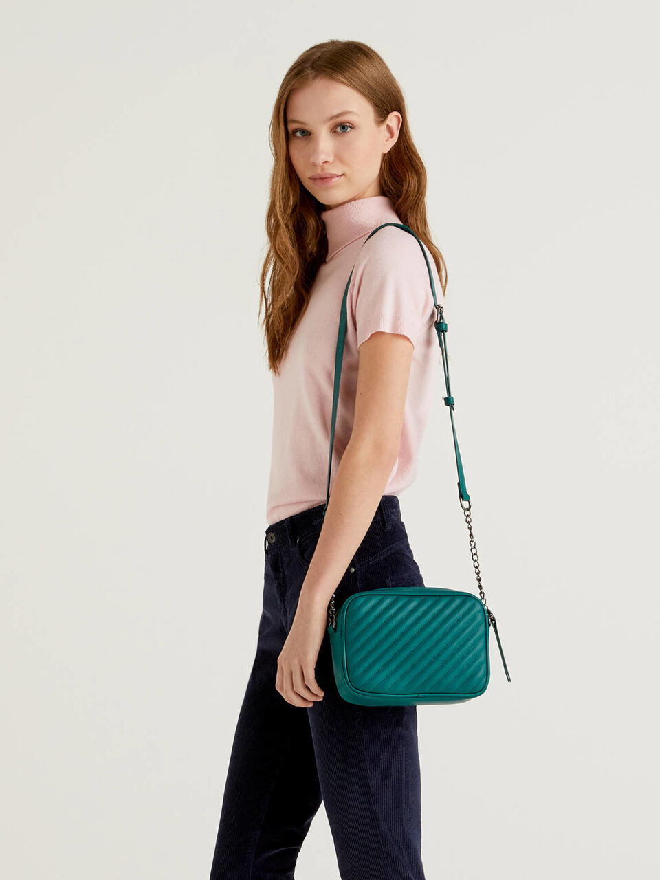 Striped matelassé crossbody bag image number 1