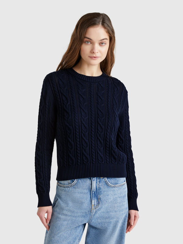 100% cotton sweater with cables Women
