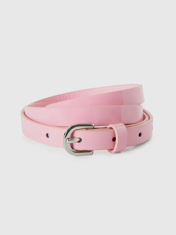 Pastel pink low waist patent belt Women