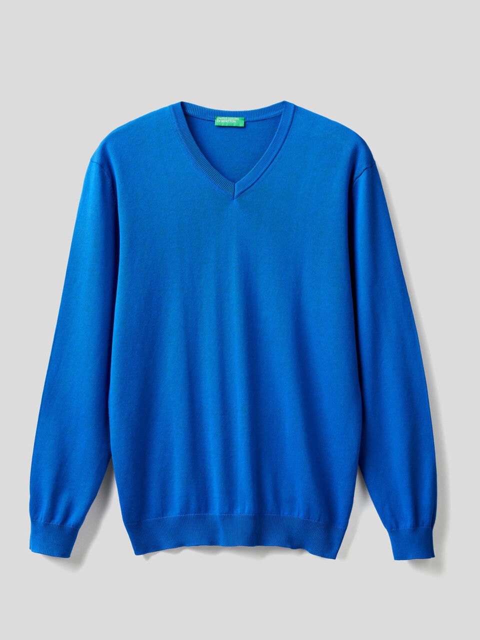 Pure cotton sweater with V-neck image number 1