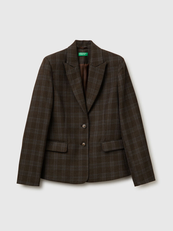 Check blazer in viscose blend Women