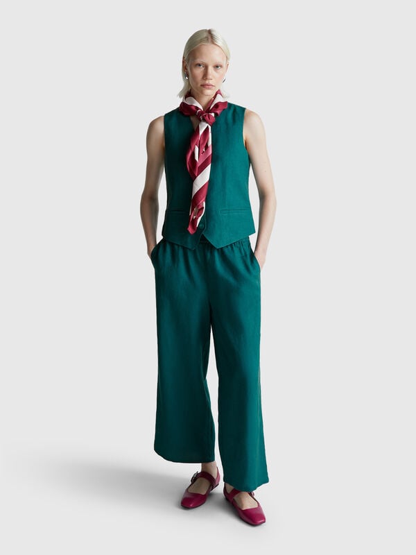 Wide leg trousers in pure linen Women