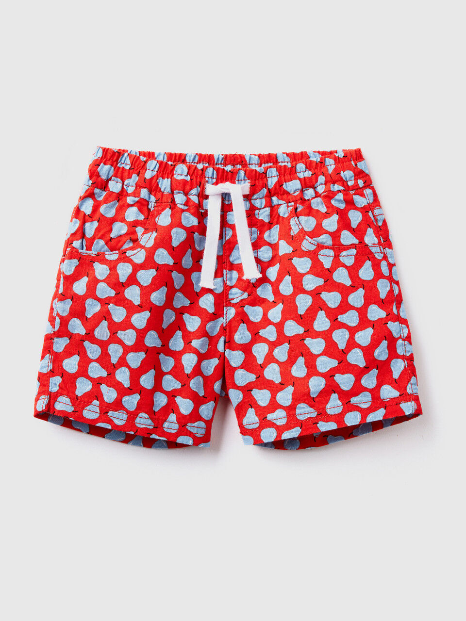 Red shorts with pear pattern
