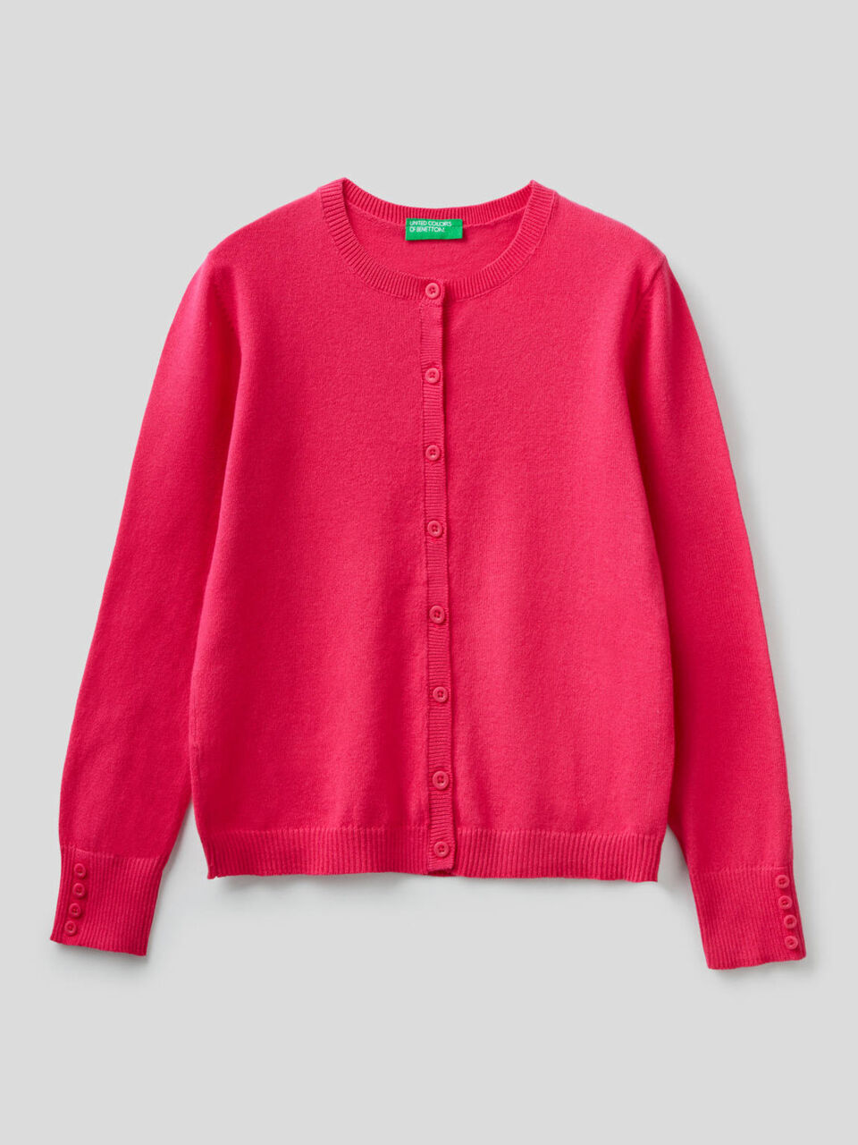 Cotton blend crew neck cardigan image number 1