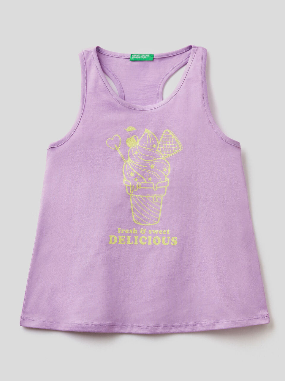 100% cotton tank top with glitter print image number 1