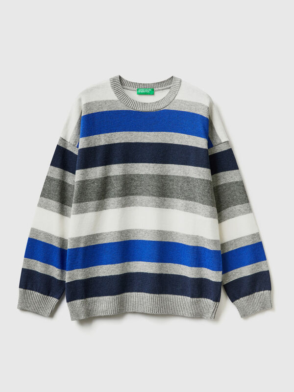 Striped sweater in wool and cotton blend Junior Boy