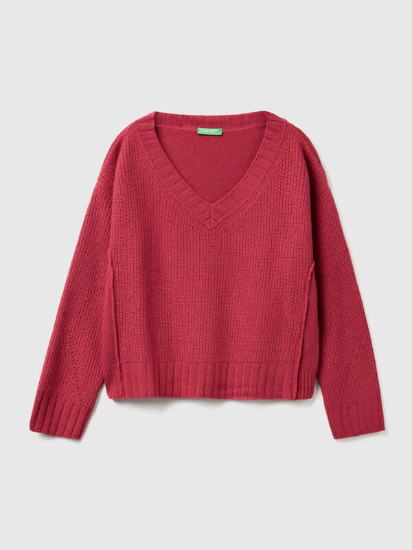 V-neck sweater in wool blend Women