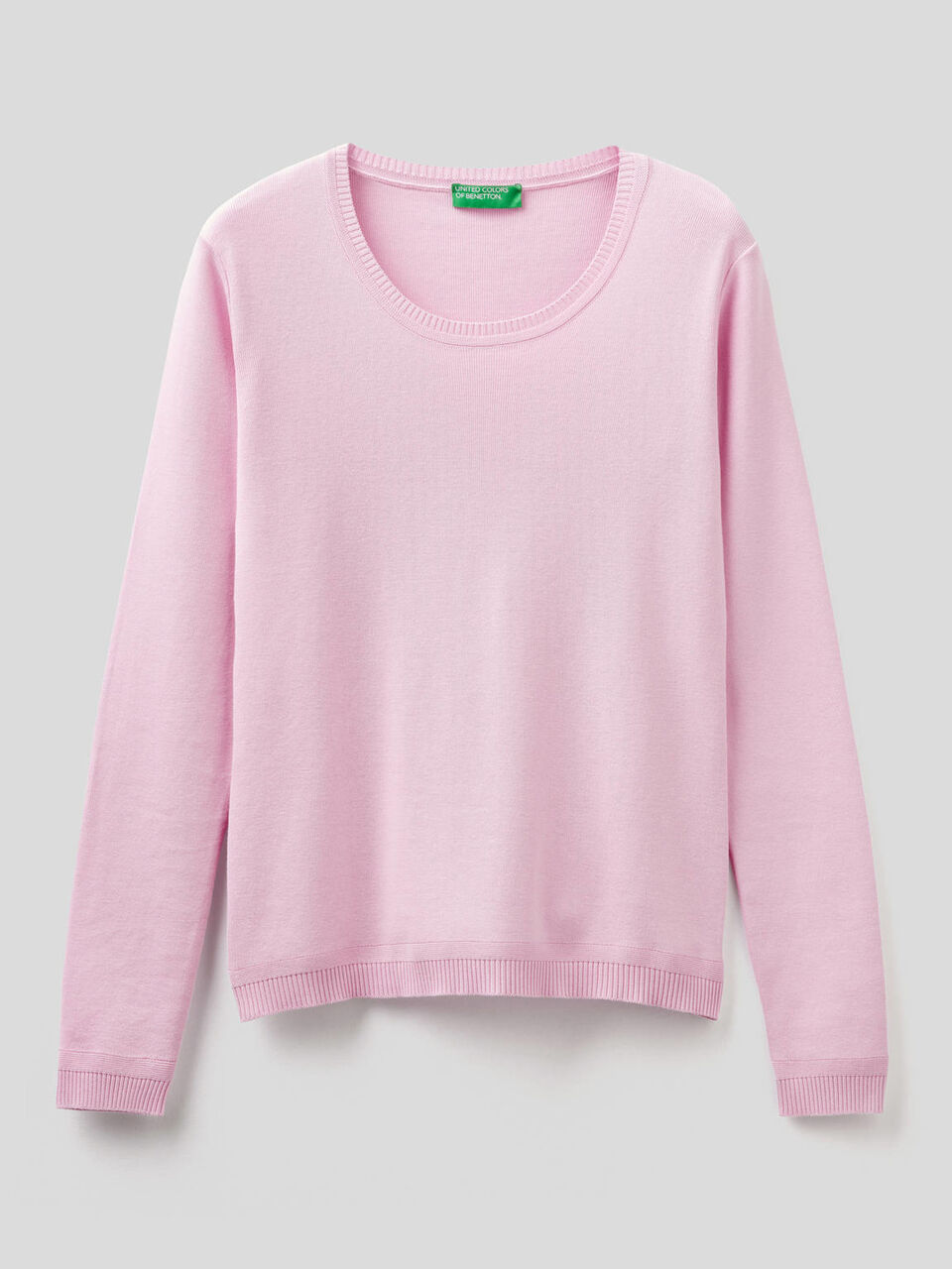 Crew neck sweater in pure cotton image number 1