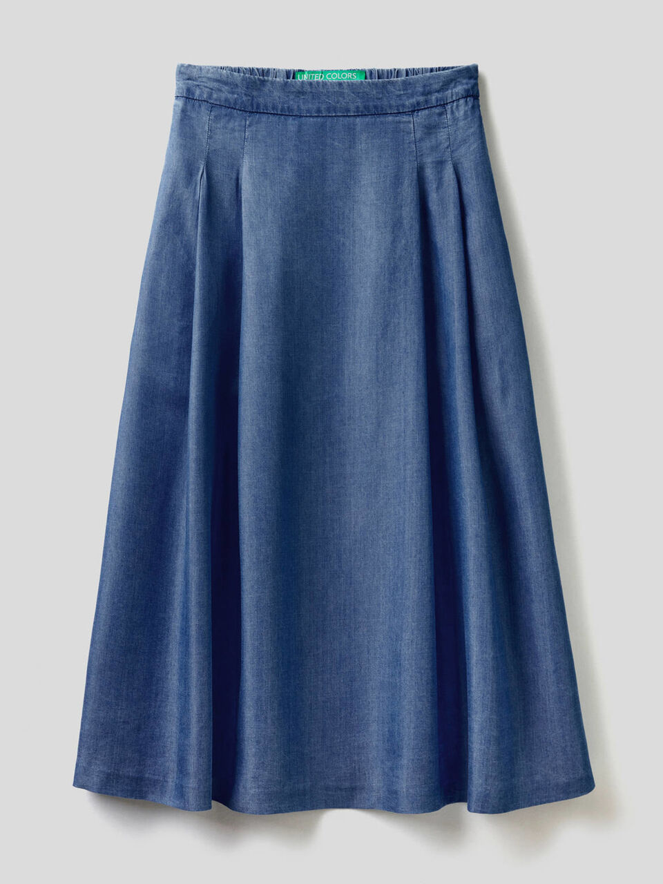 Wide denim look skirt. image number 1