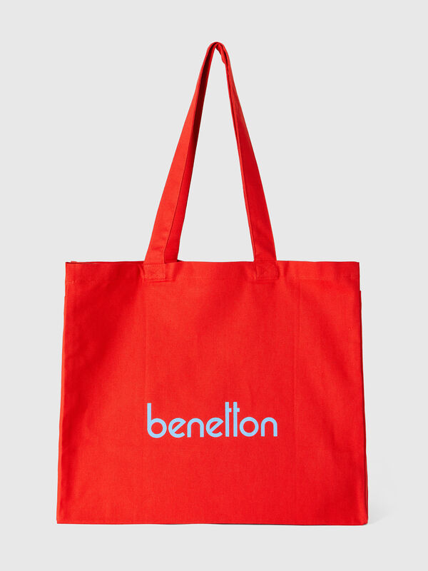 Red tote bag in pure cotton