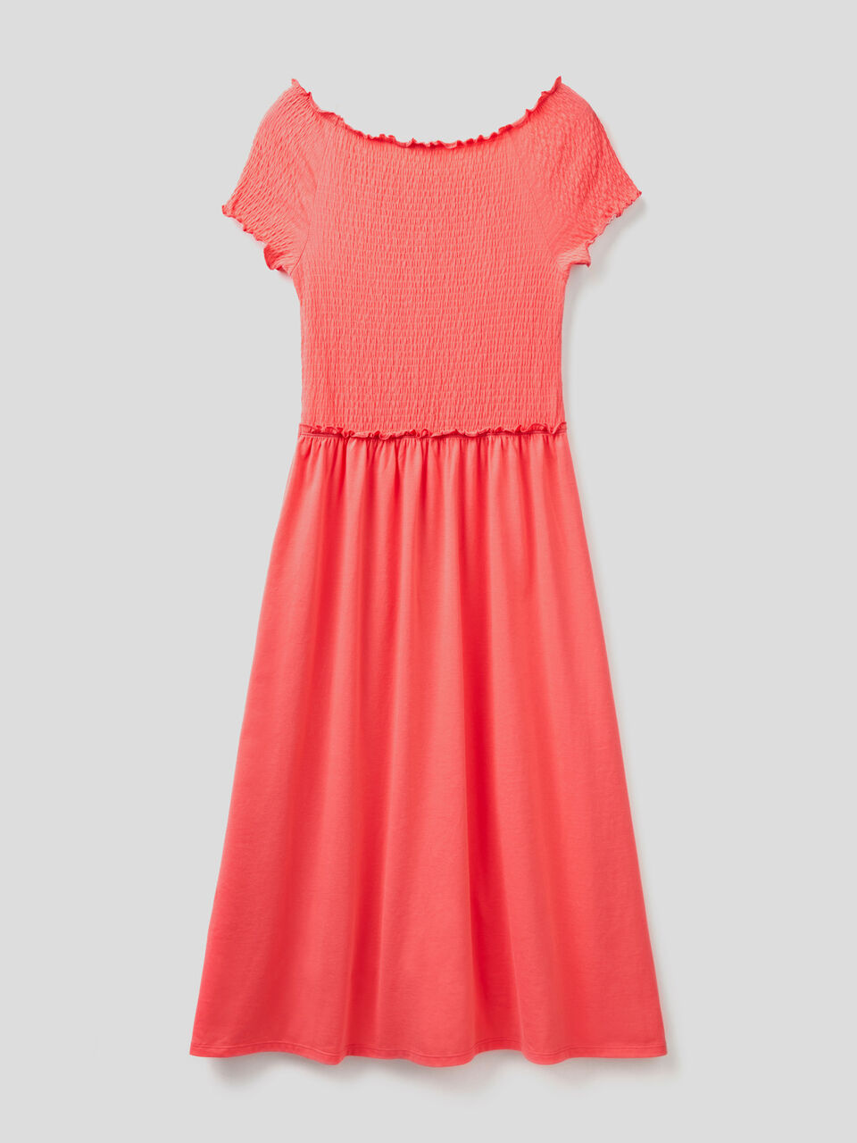 Midi dress in cotton with ruffles image number 2