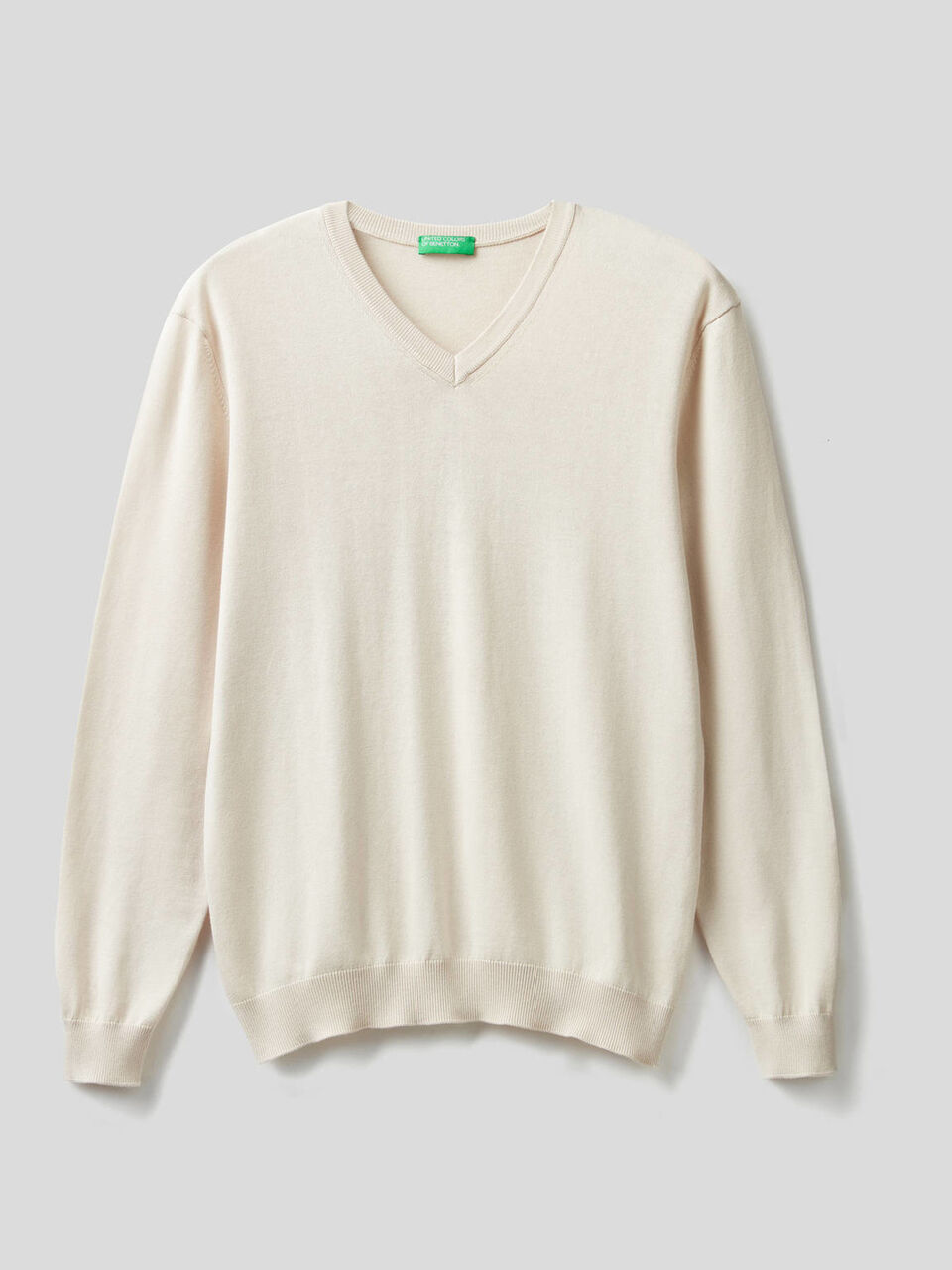 Pure cotton sweater with V-neck image number 1