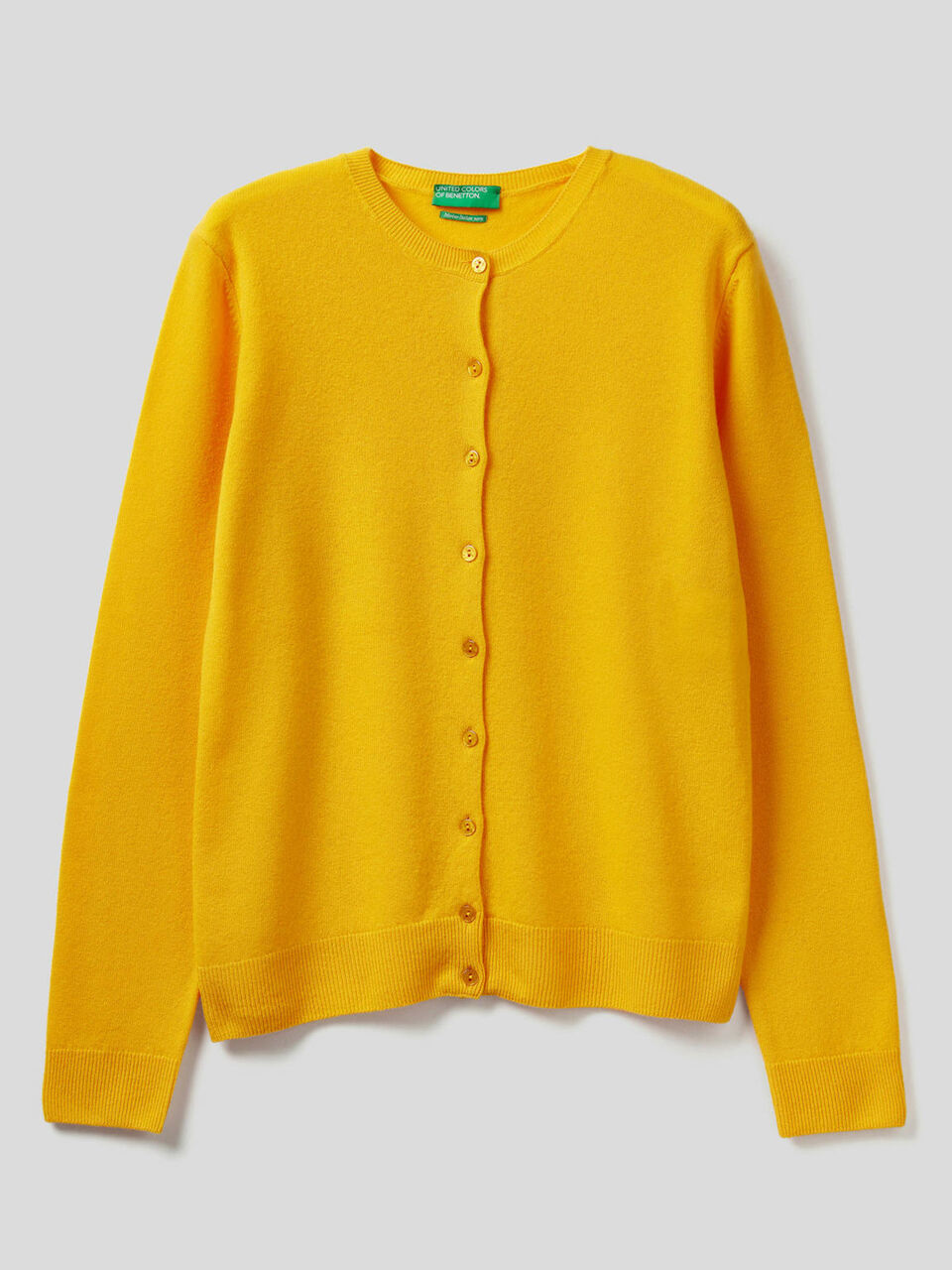 Crew neck cardigan in pure virgin wool image number 1