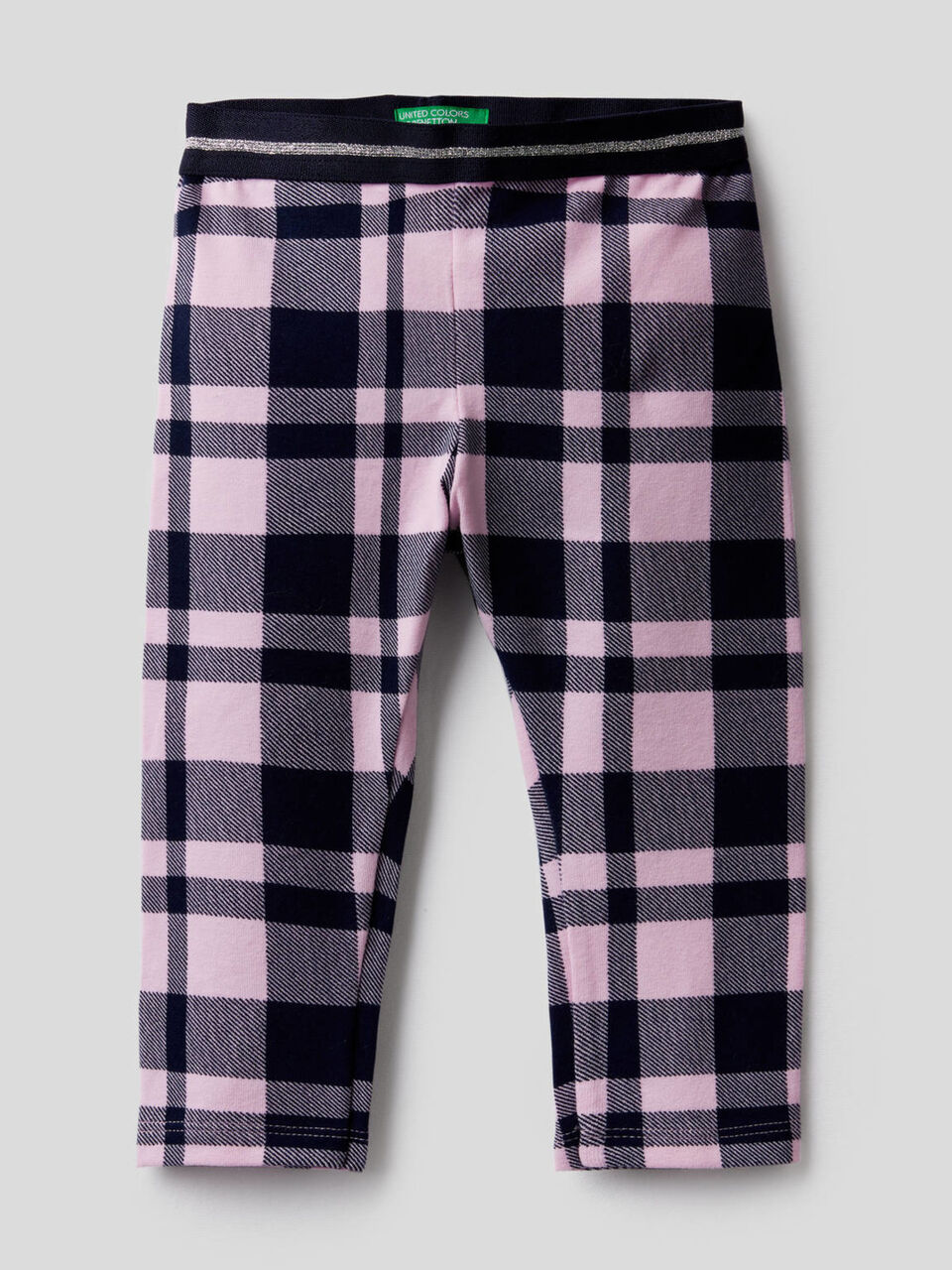 Check leggings in stretch cotton image number 1