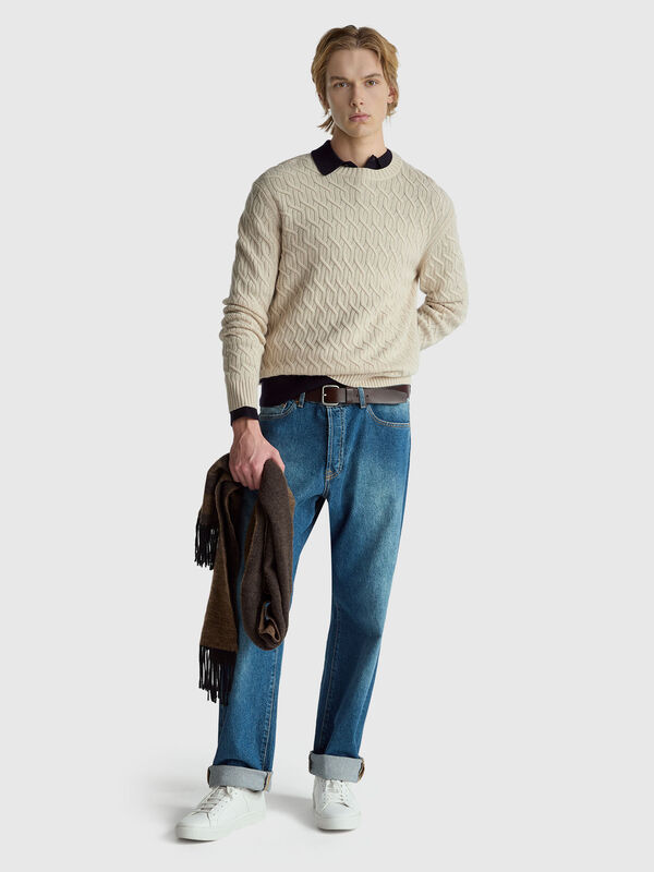 Cable knit sweater in cashmere blend Men