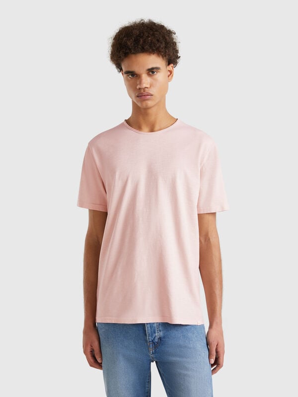 Powder pink slub cotton t-shirt Men