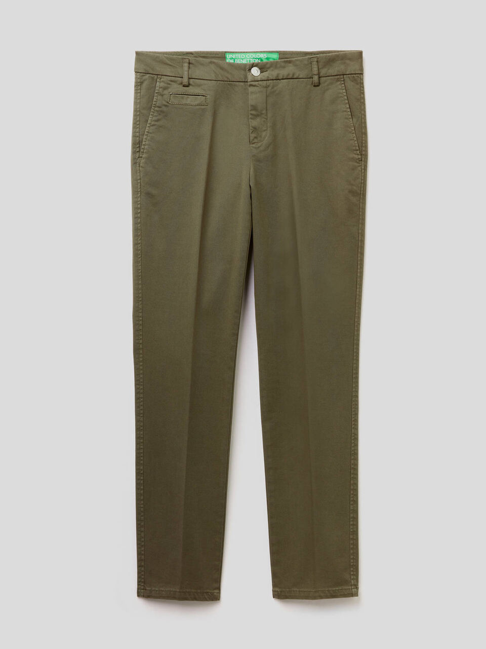 Army green slim fit cotton chinos
