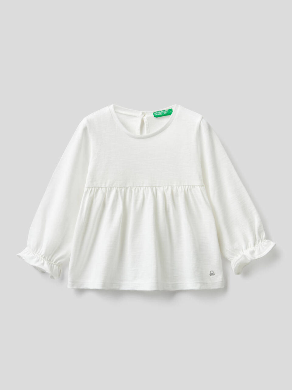 Blouse in 100% organic cotton with frill image number 1