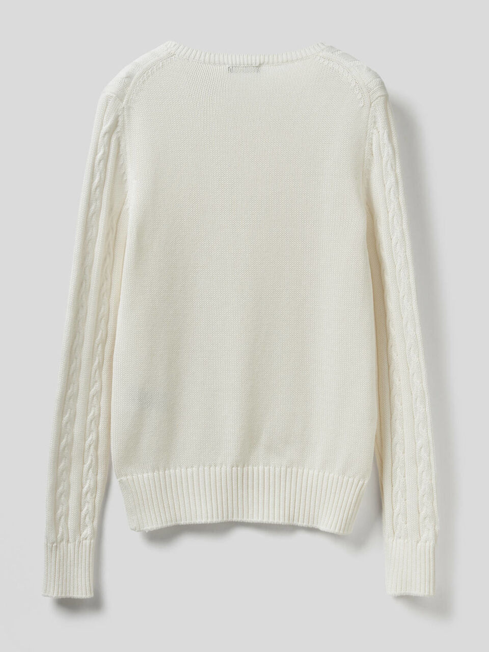 Cotton sweater with cable knit image number 2