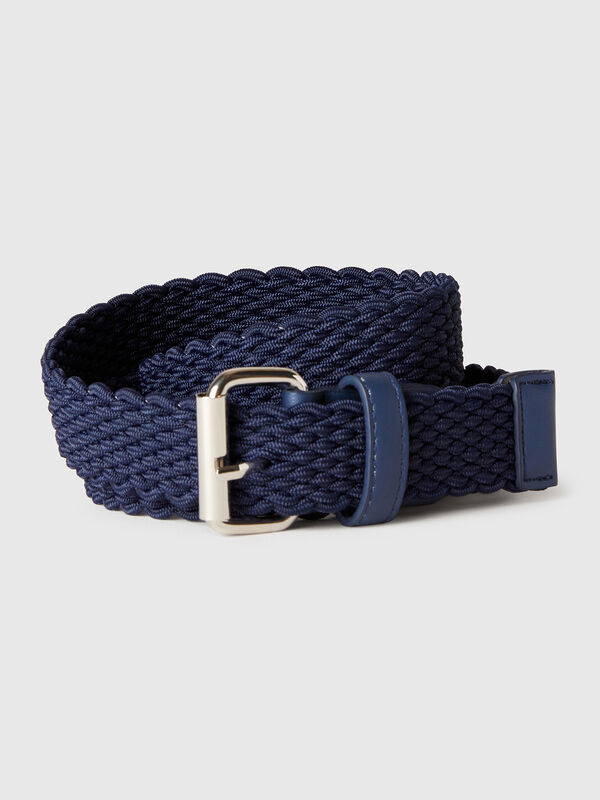 Dark blue stretch ribbon belt Men