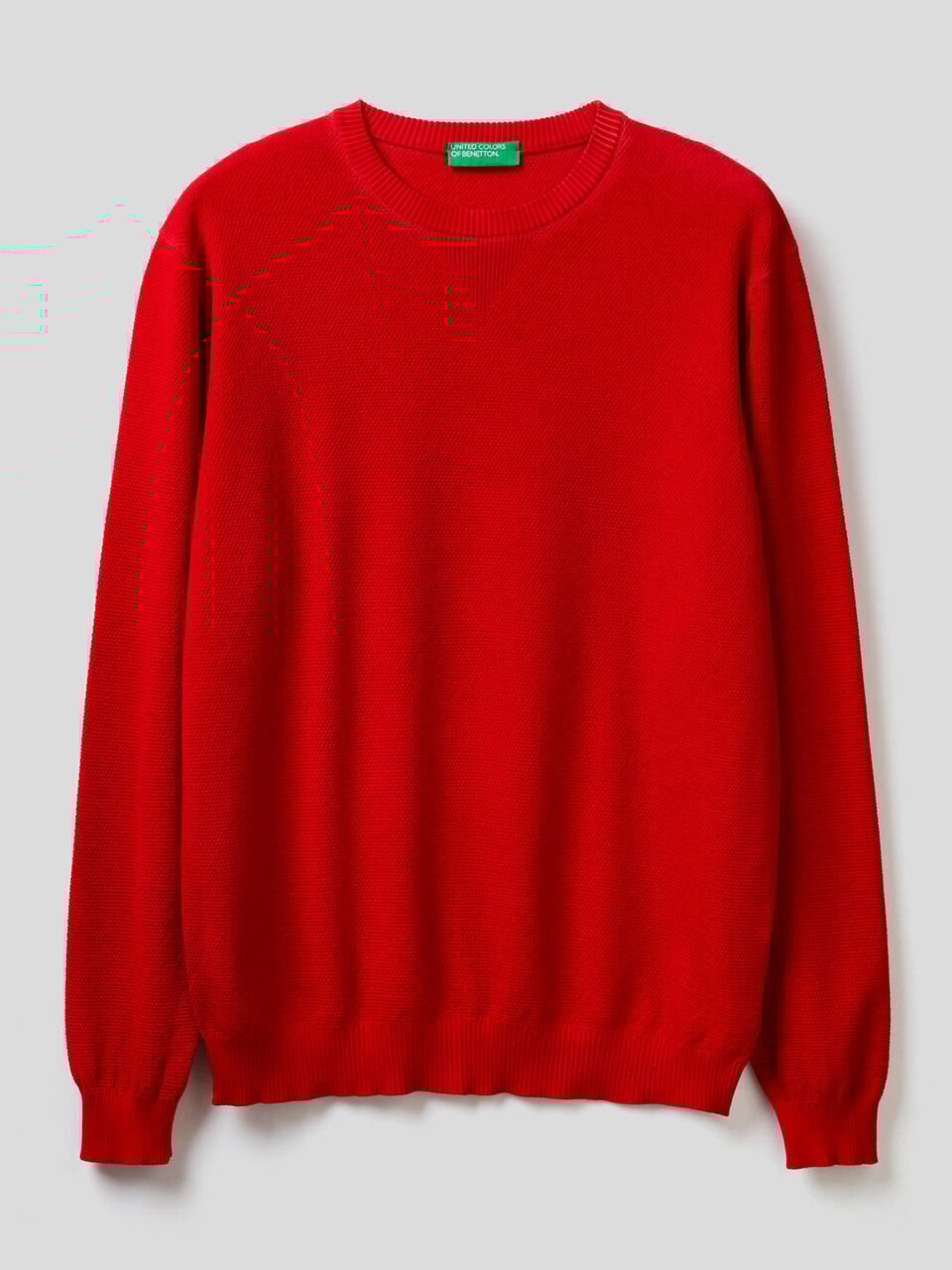Crew neck sweater with V detail Men image number 1