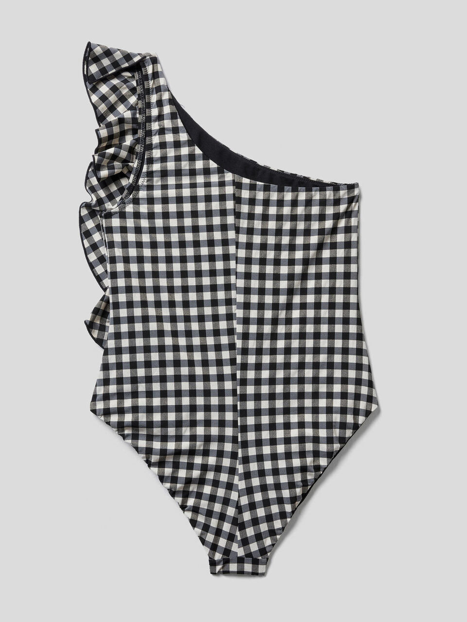 One-piece one-shoulder Vichy swimsuit image number 2