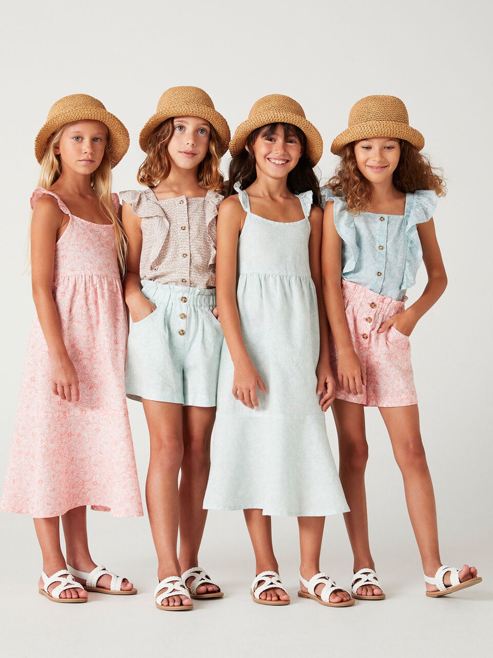Midi dress in linen blend with frills image number 1
