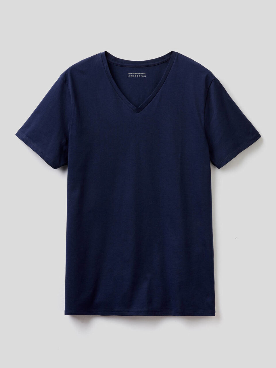 100% cotton t-shirt with V-neck image number 1