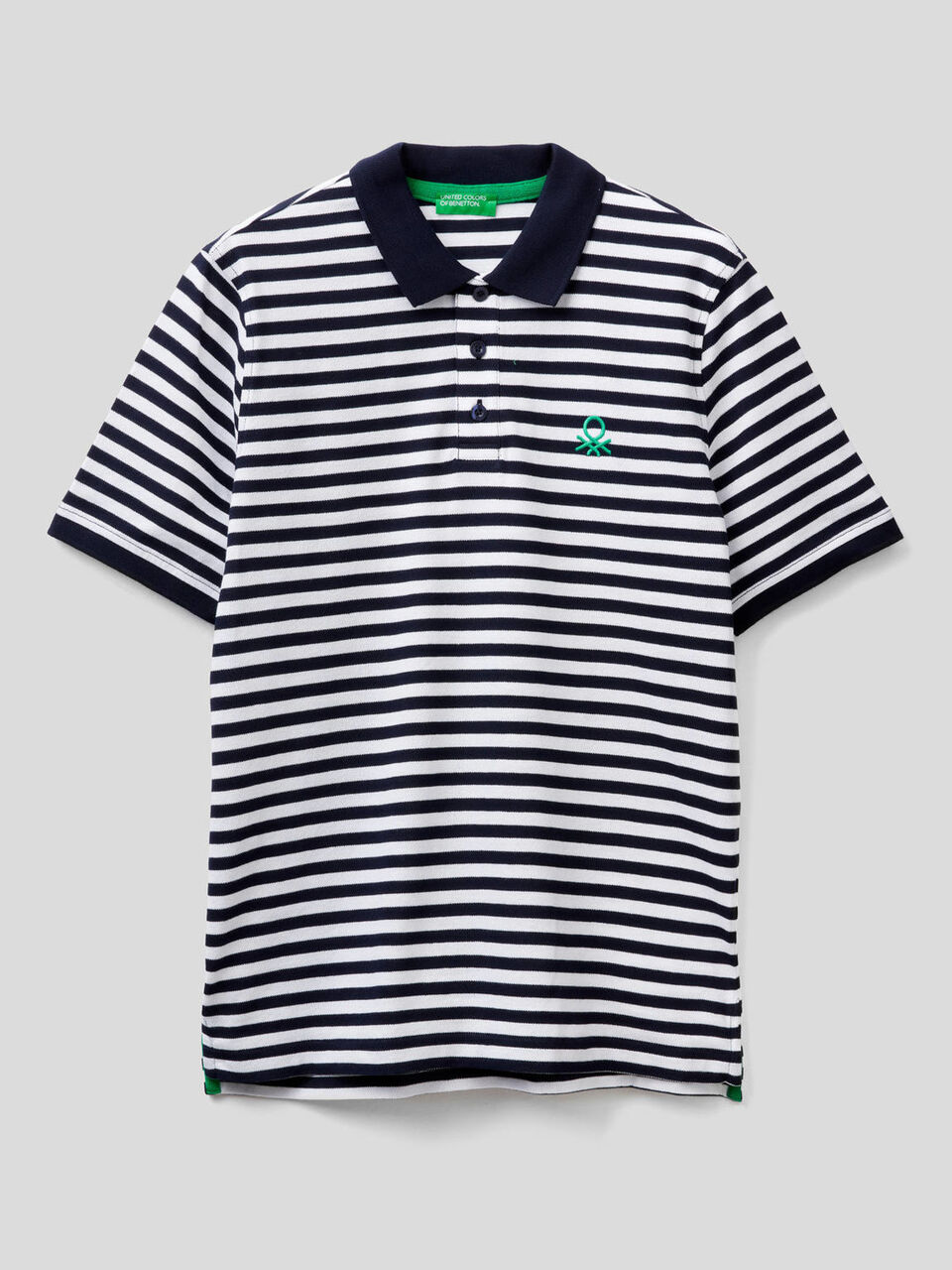 Striped polo in stretch cotton image number 1