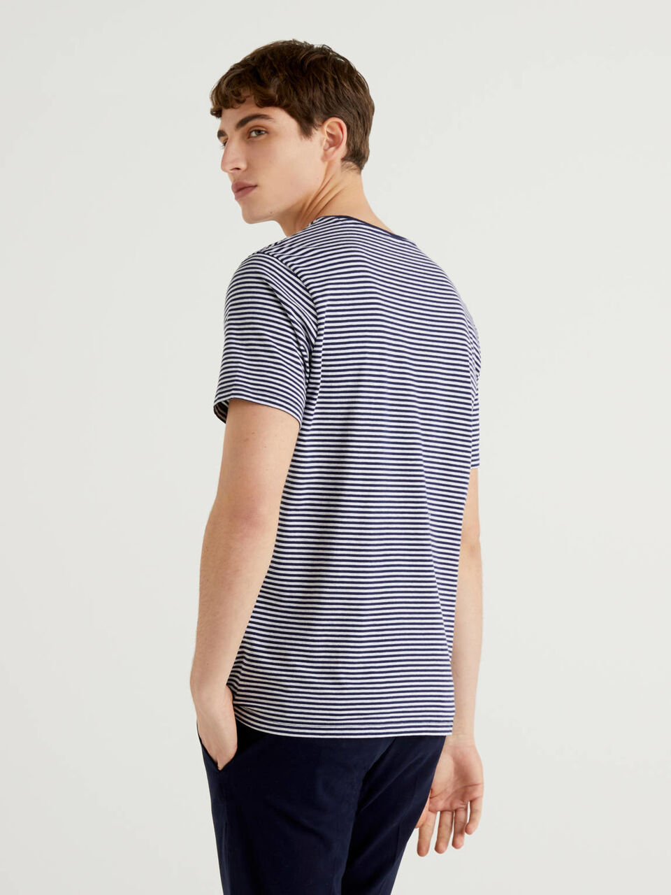 Striped t-shirt in pure cotton Men image number null