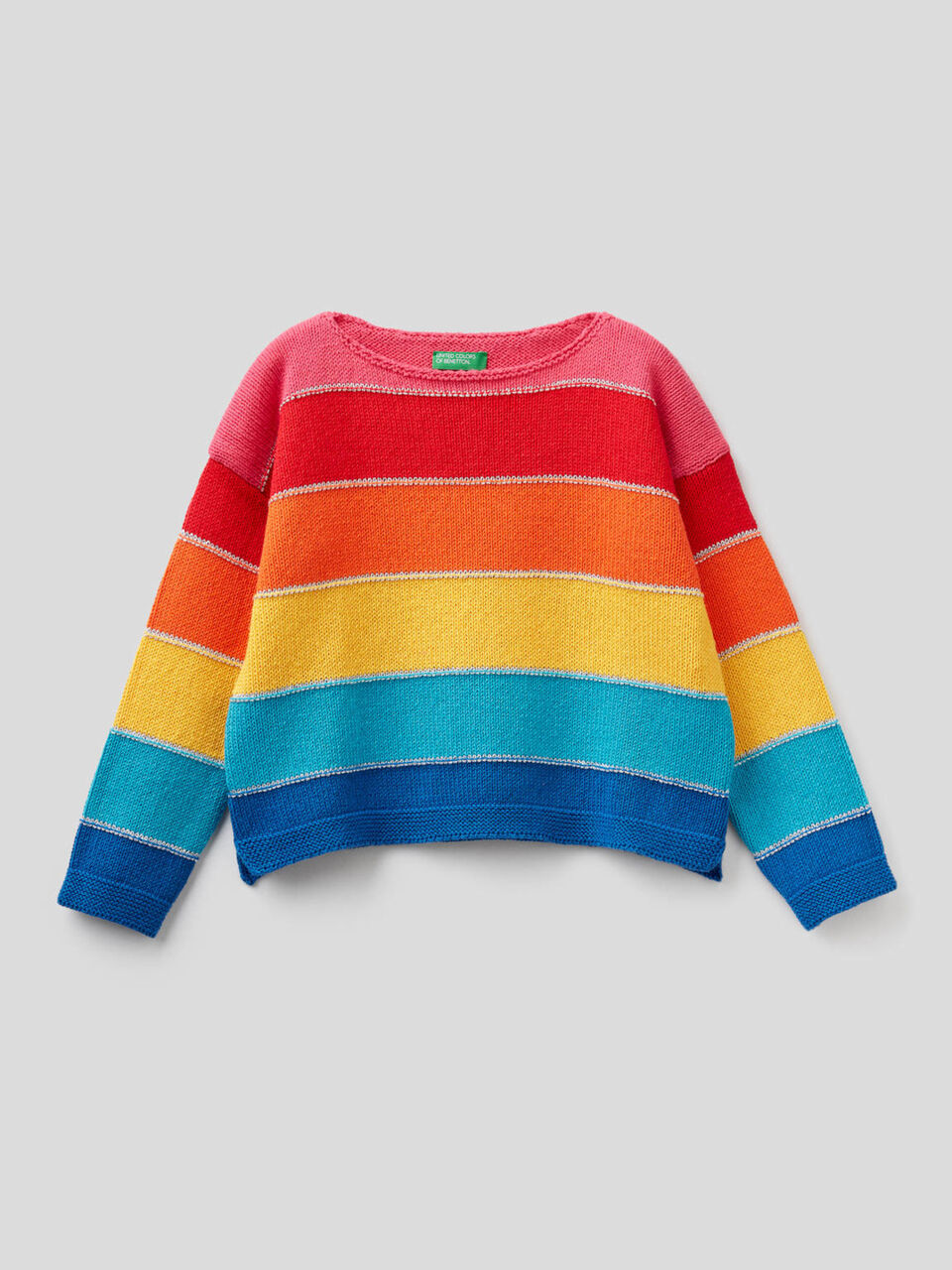 Sweater with striped knit image number 1