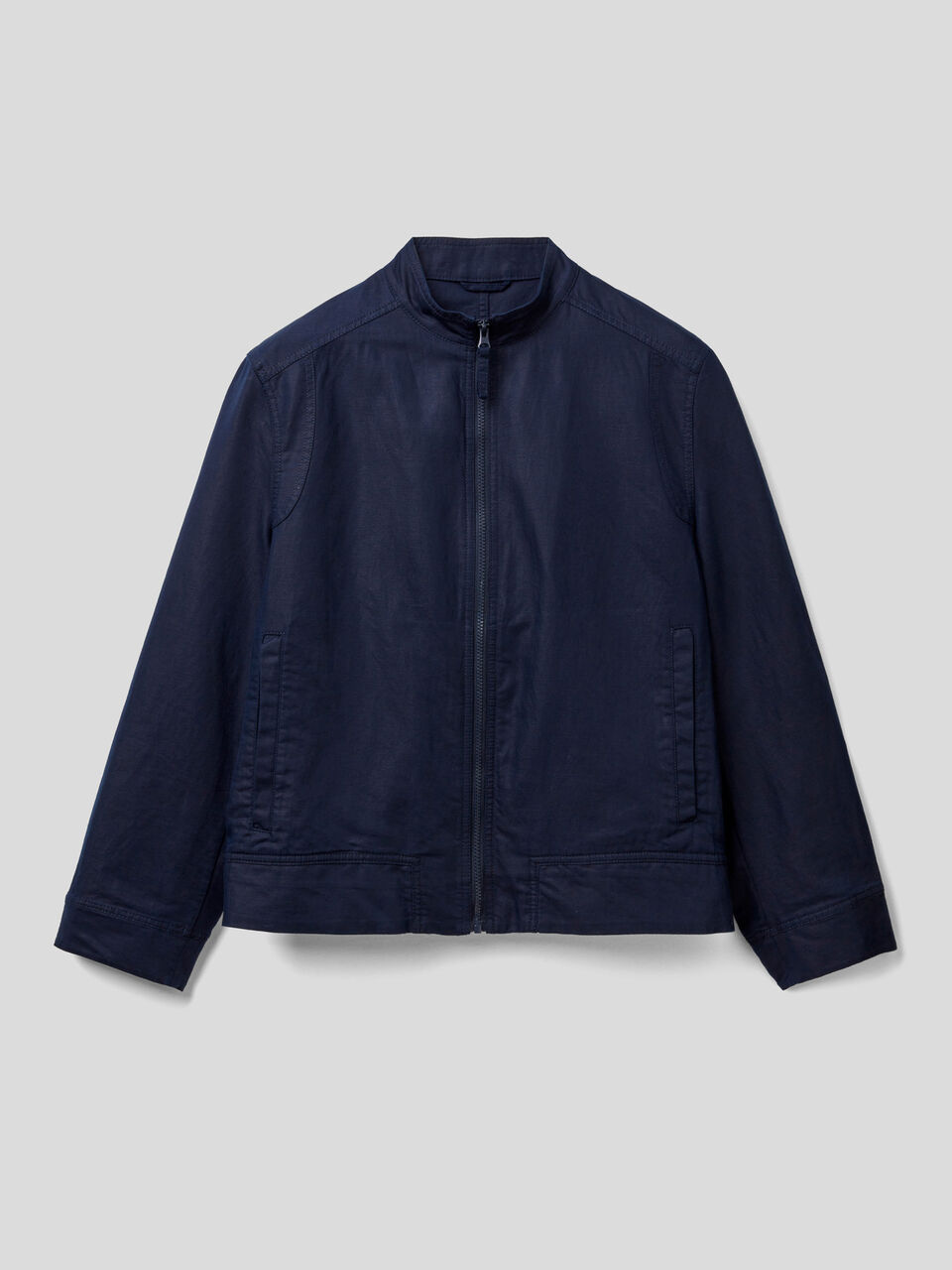 Blue jacket in linen blend image number 1