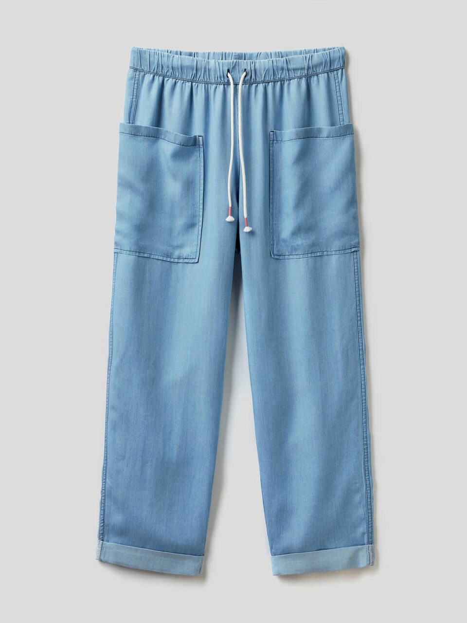 Flowy denim look trousers image number 1
