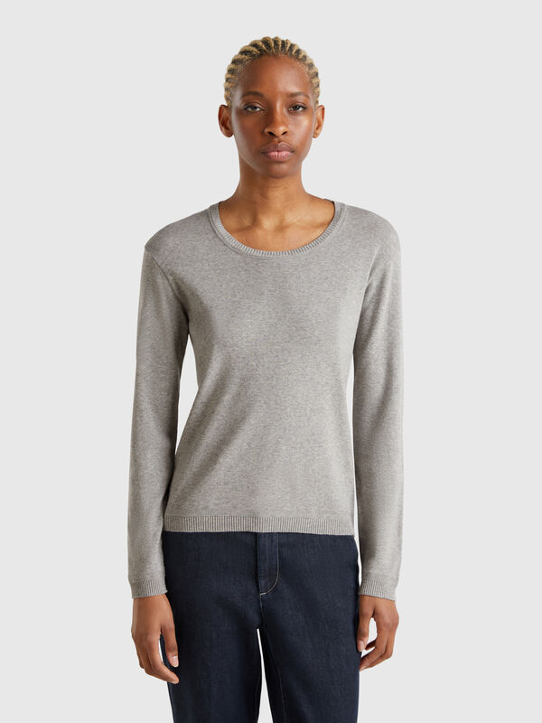 Crew neck sweater in pure cotton Women