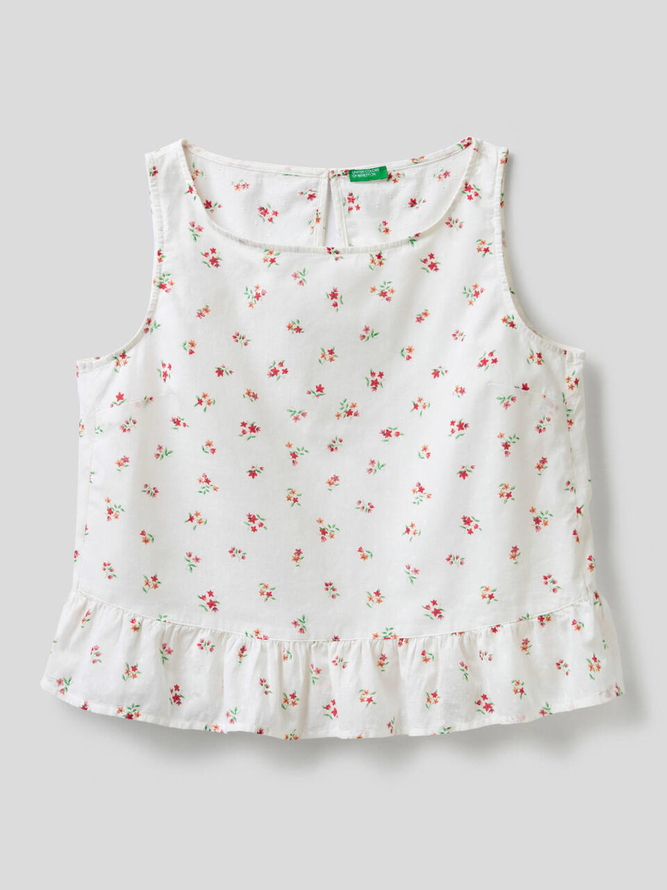 Top in pure floral print cotton image number 1