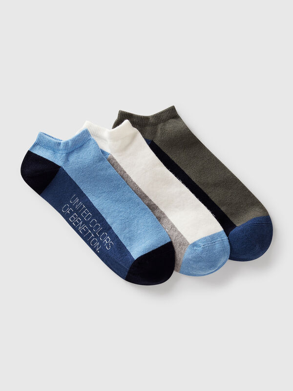 Three pairs of color block socks