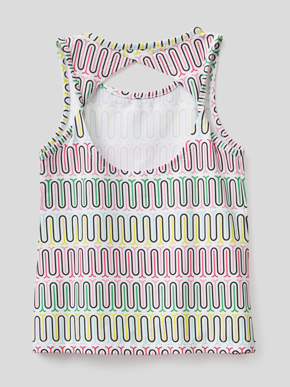 Printed tank top in stretch cotton image number 2