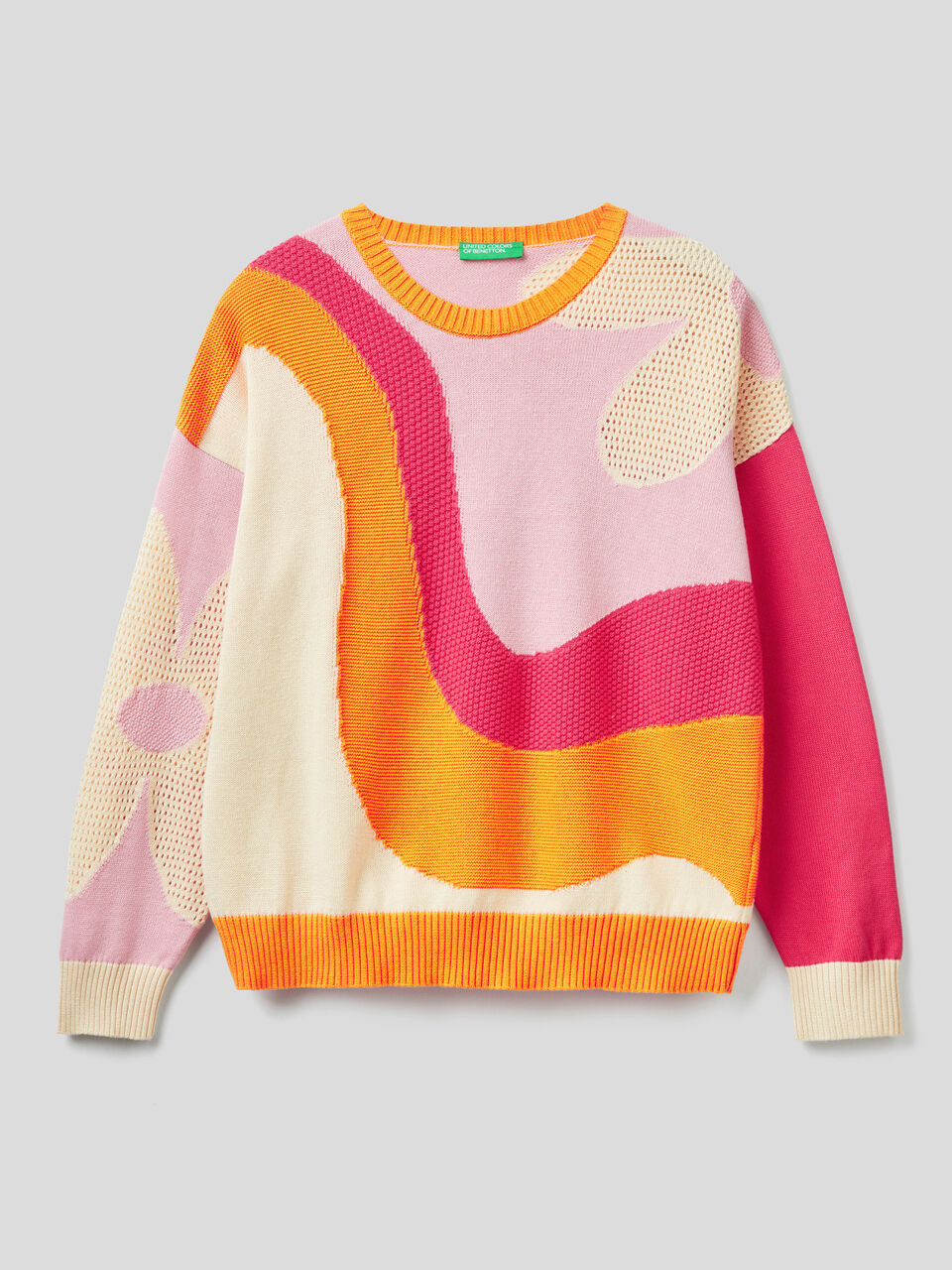 Jacquard cotton sweater image number 1