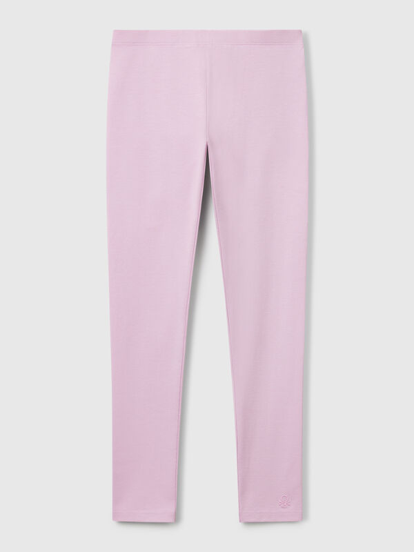 Stretch cotton leggings with logo Junior Girl