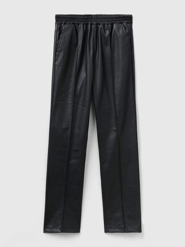 Slim fit trousers in imitation leather fabric Junior Girl