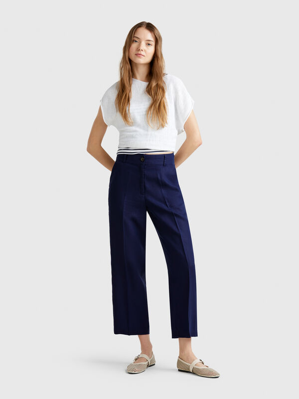 Straight trousers in pure linen Women
