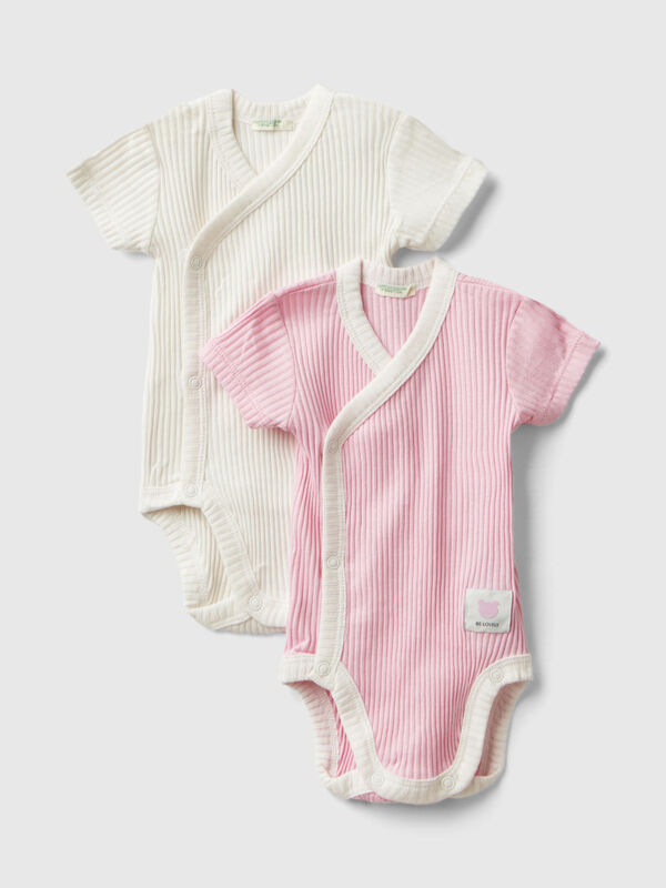 Two tank top bodysuits in organic cotton New Born (0-18 months)