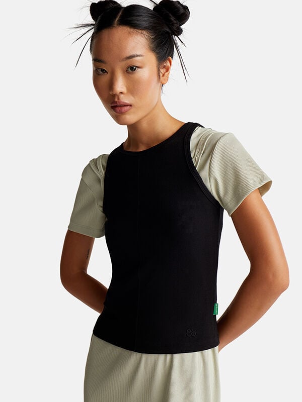 Tank top in stretch cotton and Modal blend Women