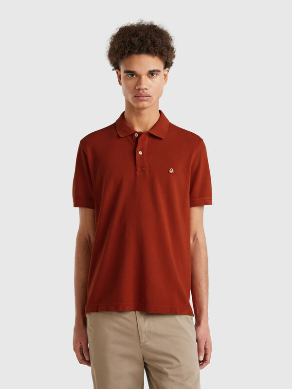 Dark red regular fit polo Men