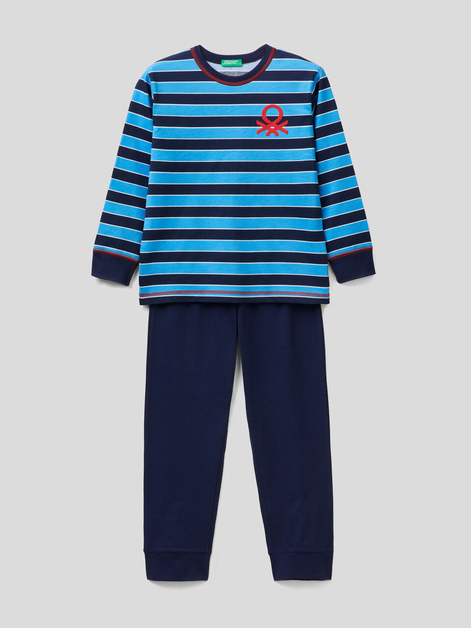 Pyjamas in striped knit image number 1