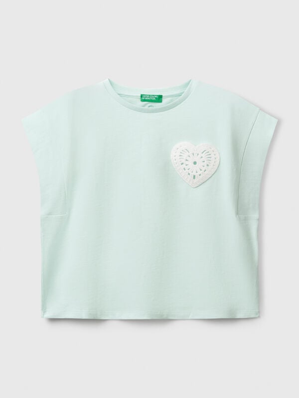 T-shirt with macramé patch Junior Girl